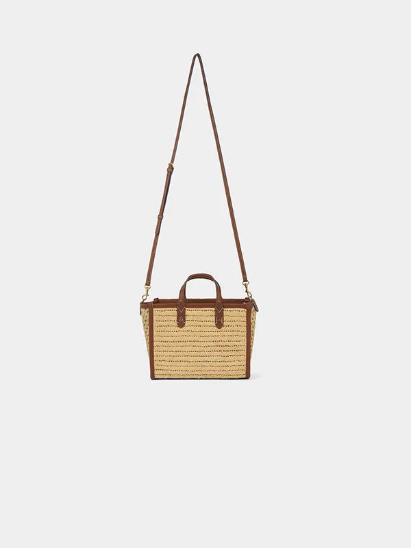 Raffia Pocket XS Cross-body Tote with Cedar