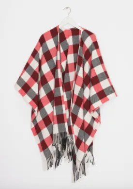 Rag & Bone - Buffalo Plaid Poncho Style in Red Multi