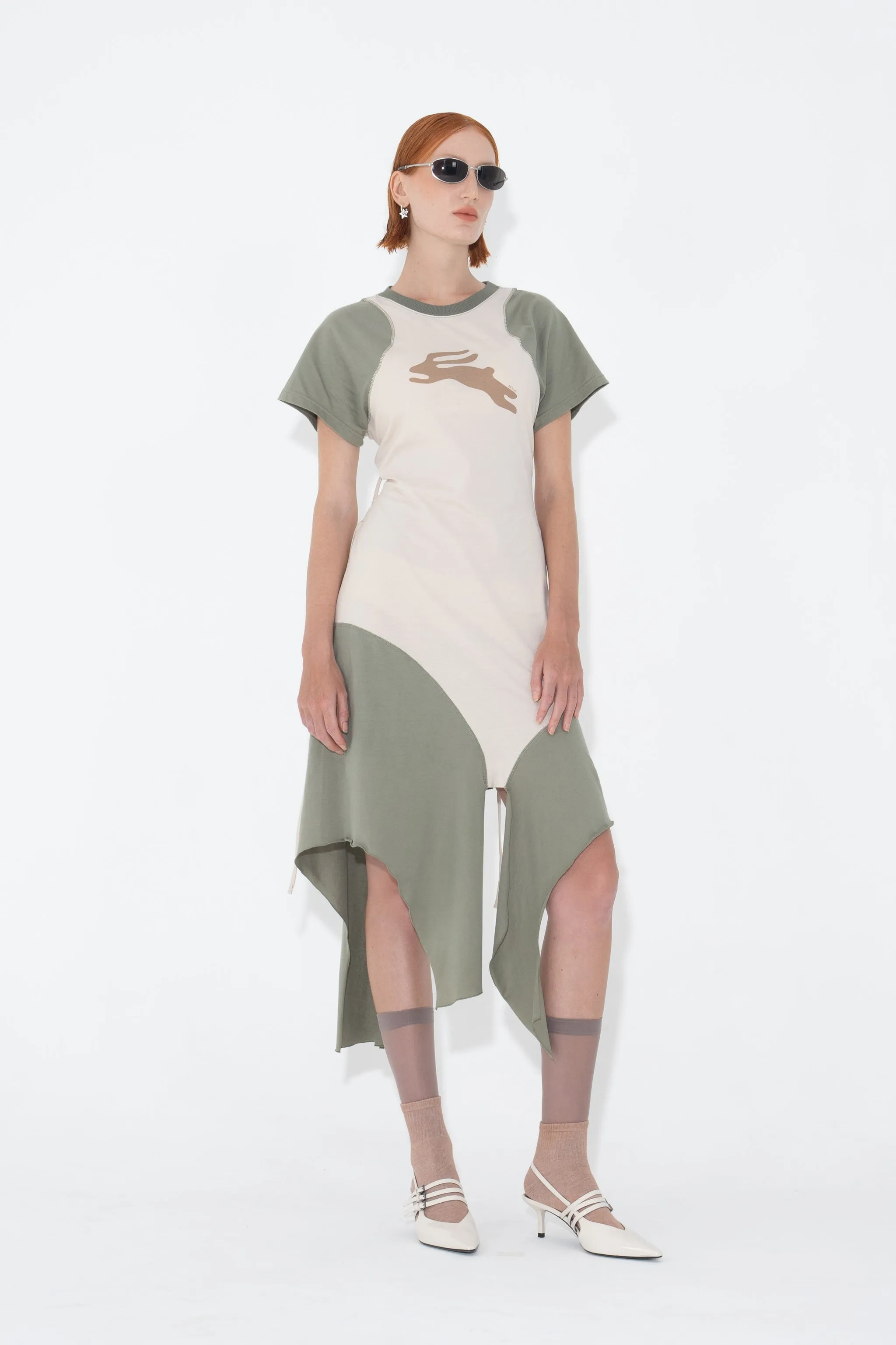 Raglan Tie Dress in Globe Hopper