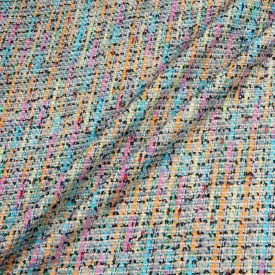 Rainbow Coloured Metallic Bouclé