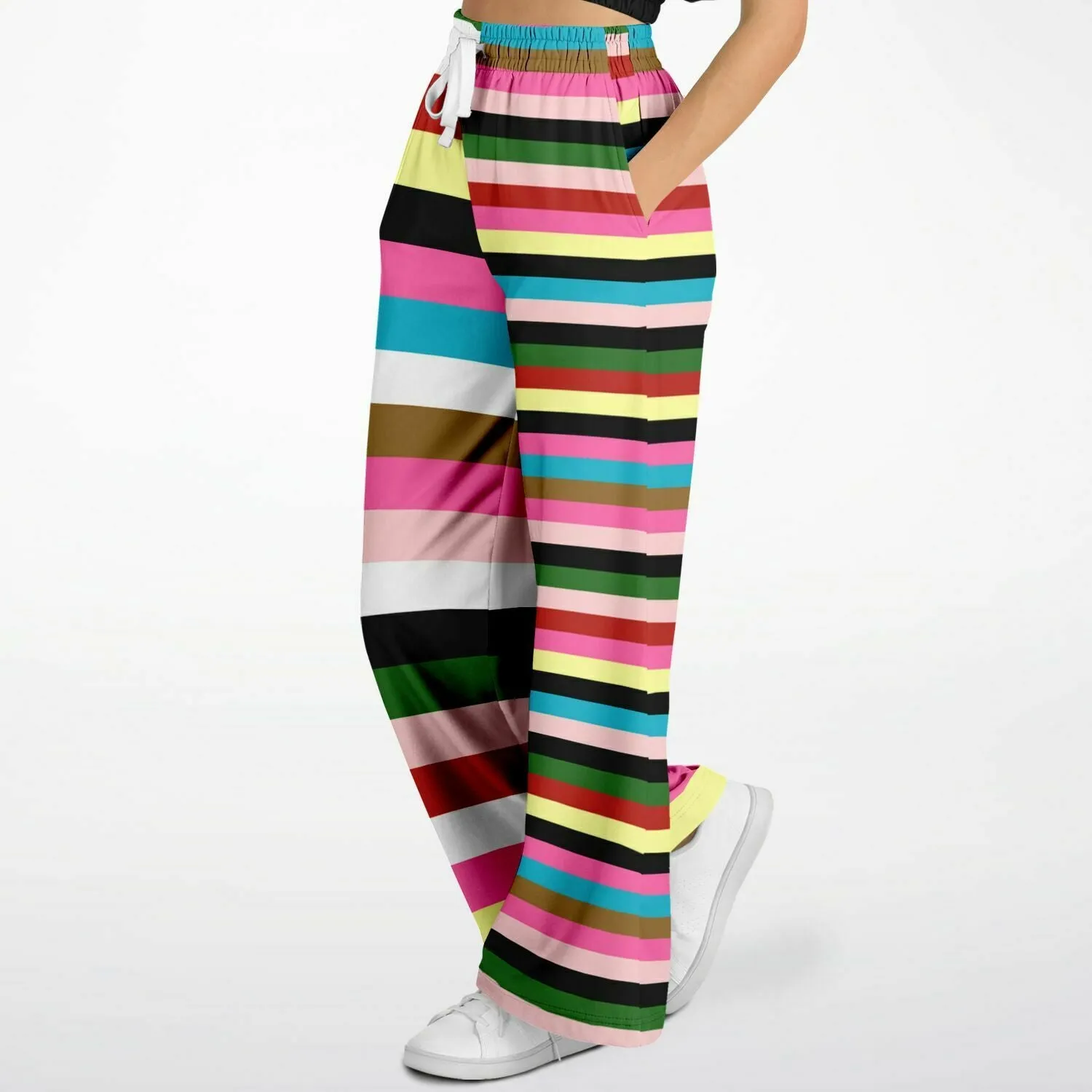 Rainbow Rugby Stripe Eco-Poly Wide Leg Pants