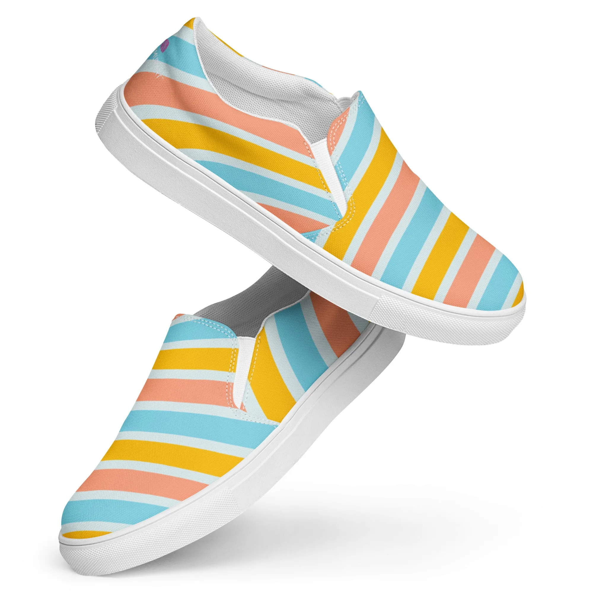 Rainbow Swirl Women's Sneakers, Gay Pride Rainbow Striped Print Women’s Slip-On Canvas Shoes (US Size: 5-12)