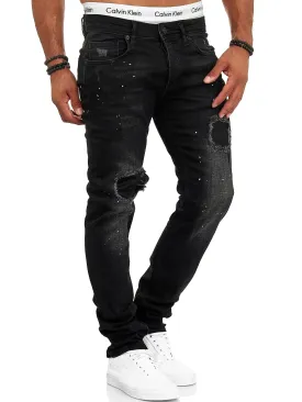 Raison Distressed Painted Jeans - Black X78