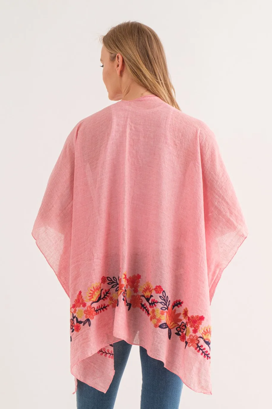 RAJ ARABELLA WATERMELON BORDER EMBROIDERED KIMONO