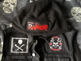 Rancid Punx Hooligans Punk Rock Denim Cut-Off Hooded Battle Jacket