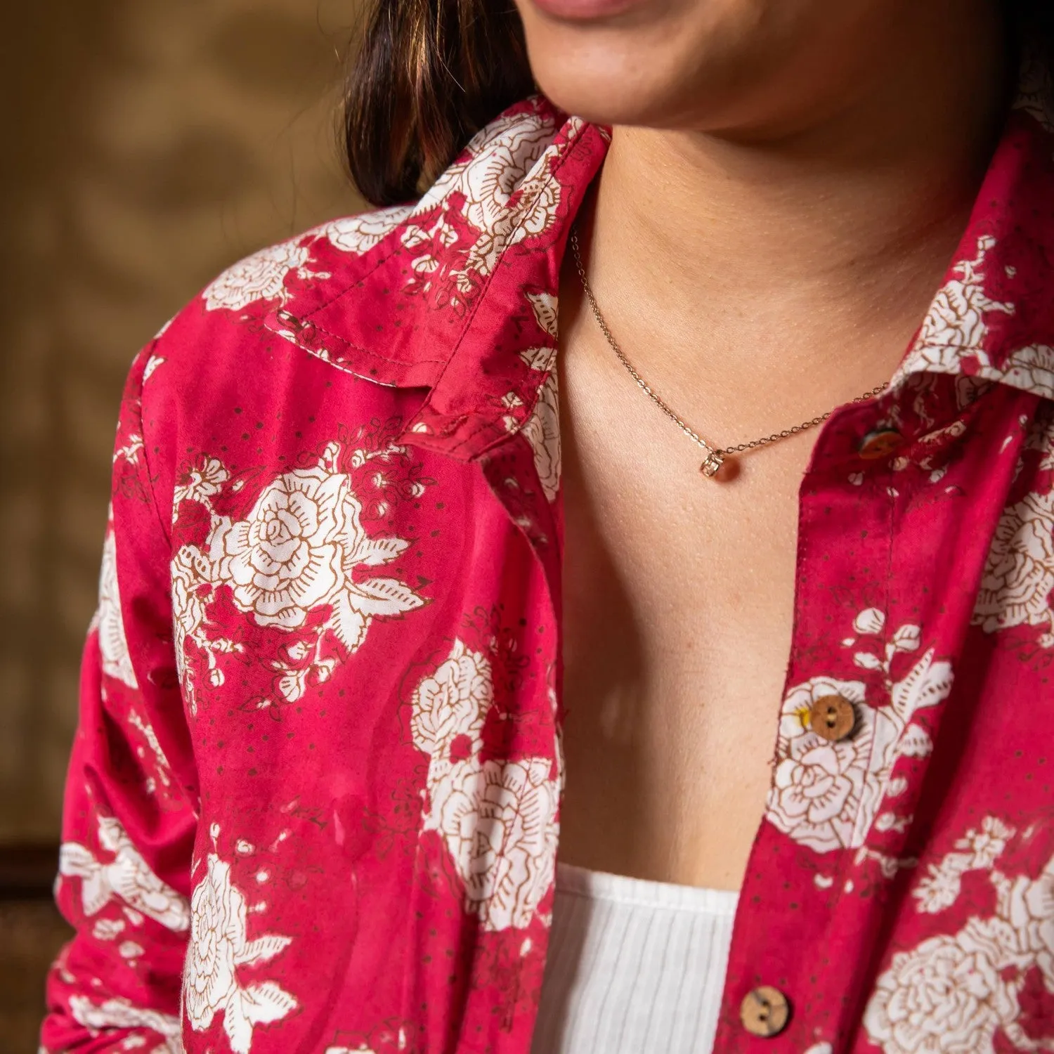 Rani Pink Kentish Rose Handblock Printed Shirt