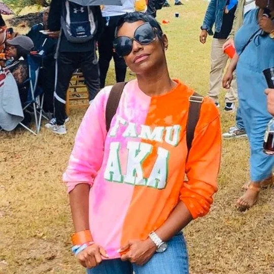 Rashan Ali Handmade FAMU AKA Beta Alpha 08 Hand Bleached Orange/Pink Half&Half Crew Sweatshirt