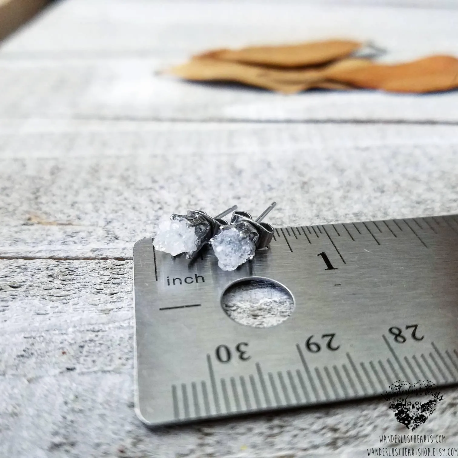 Raw Druzy stud earrings