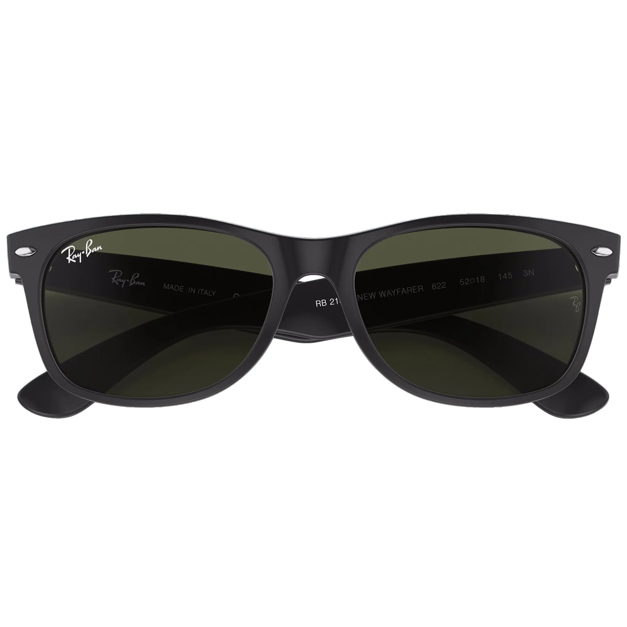 Ray-Ban New Wayfarer Classic Sunglasses - Matte Rubber Black/Green