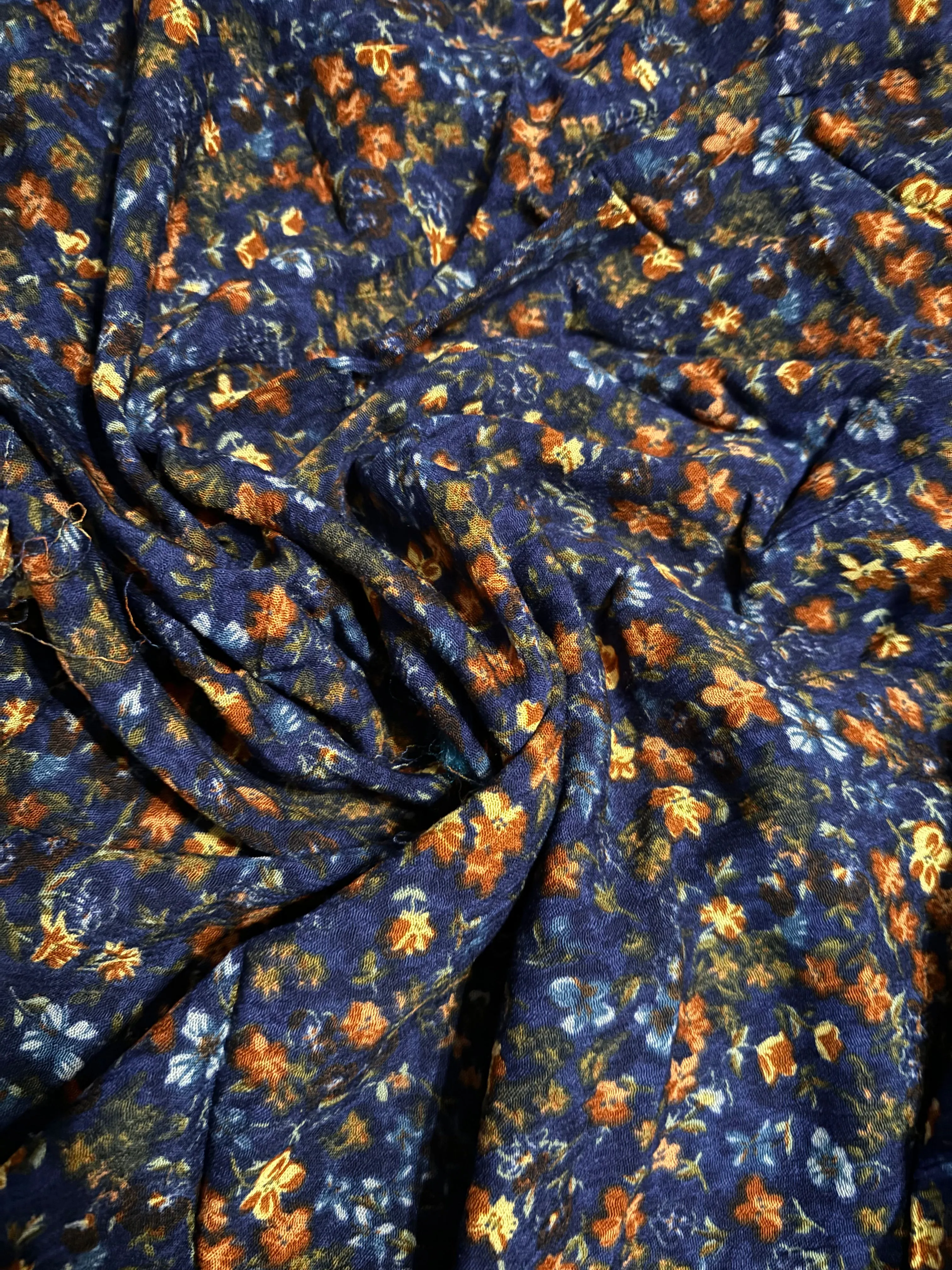 Rayon Challis Print - Blue Flowers