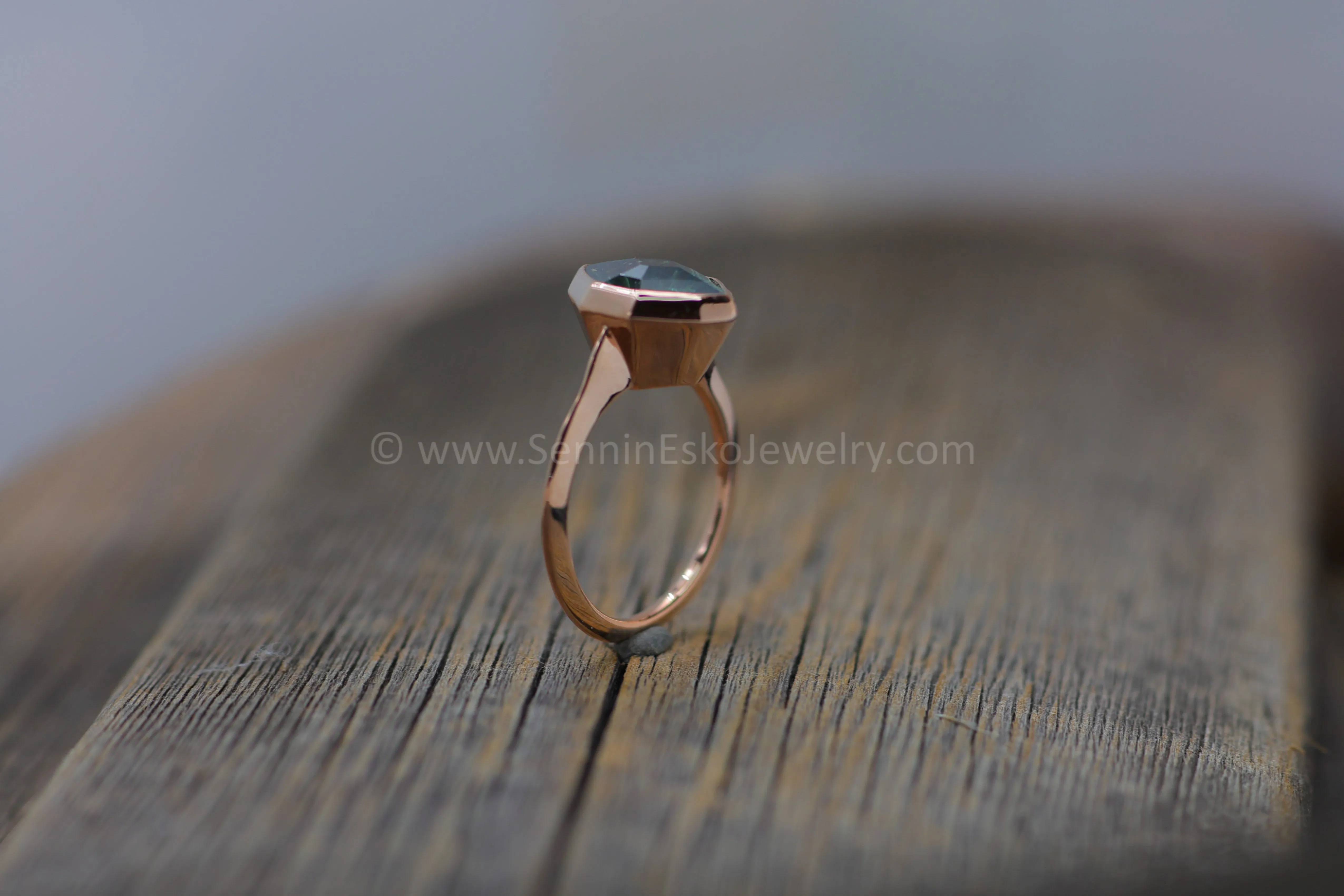 READY TO SHIP 4.6 Carat Meditative Sapphire Rose Gold Bezel Ring - Size 6.5