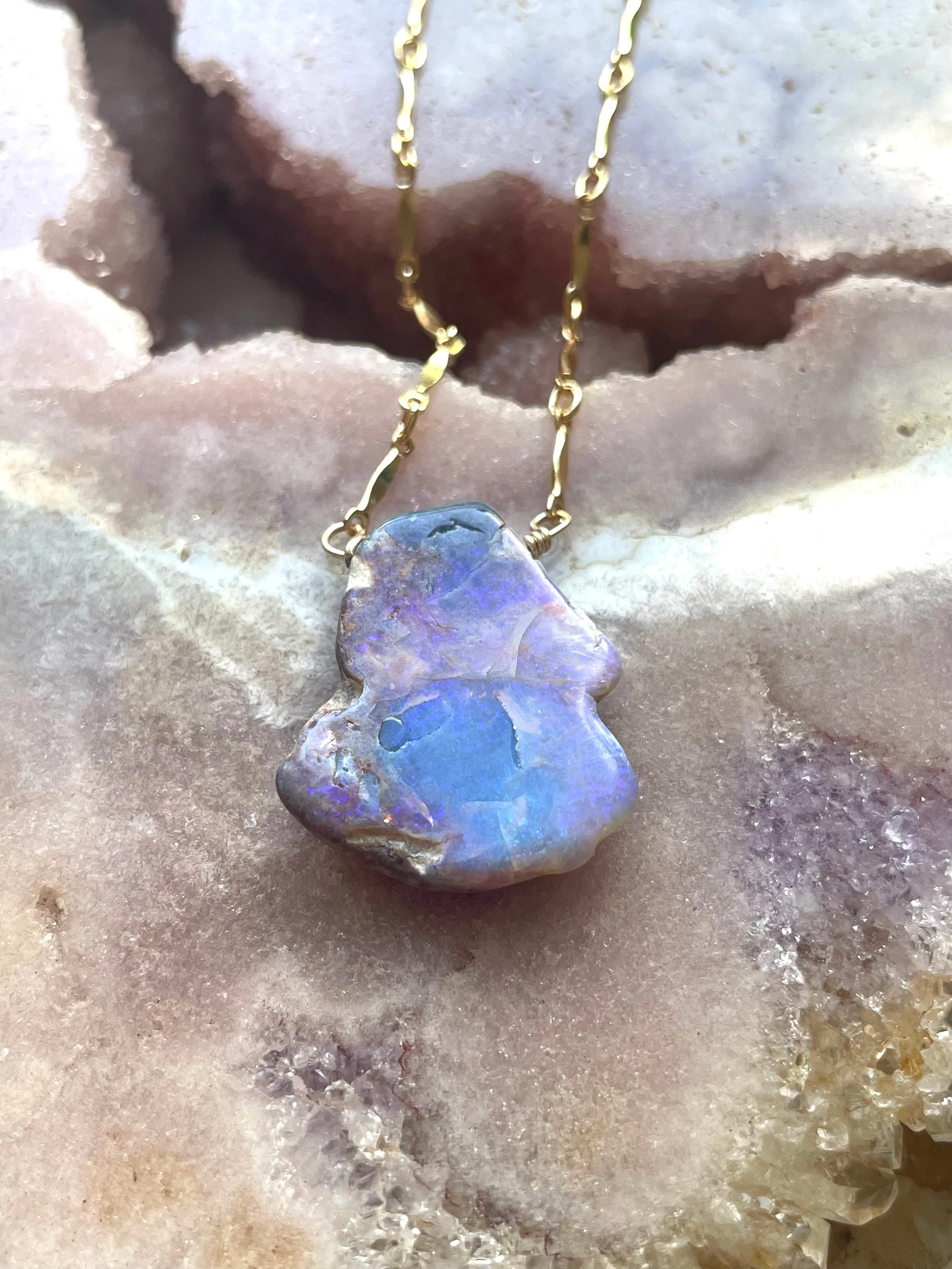 Real Australian Opal Pendant Necklace