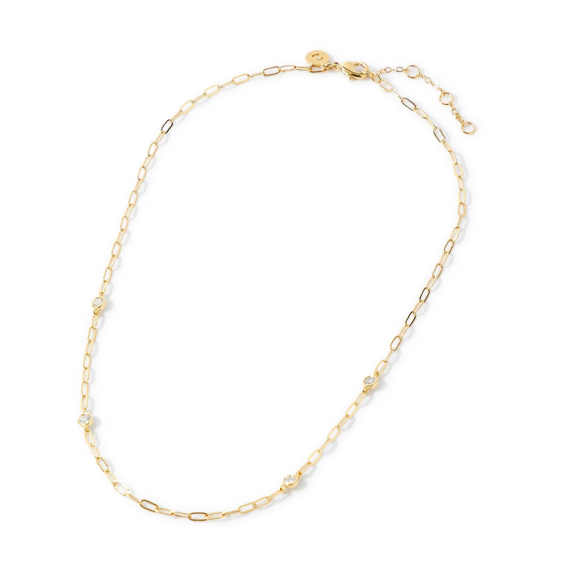 Real Gold Plated Sparkle Station Chain Necklace For Women By Accessorize London