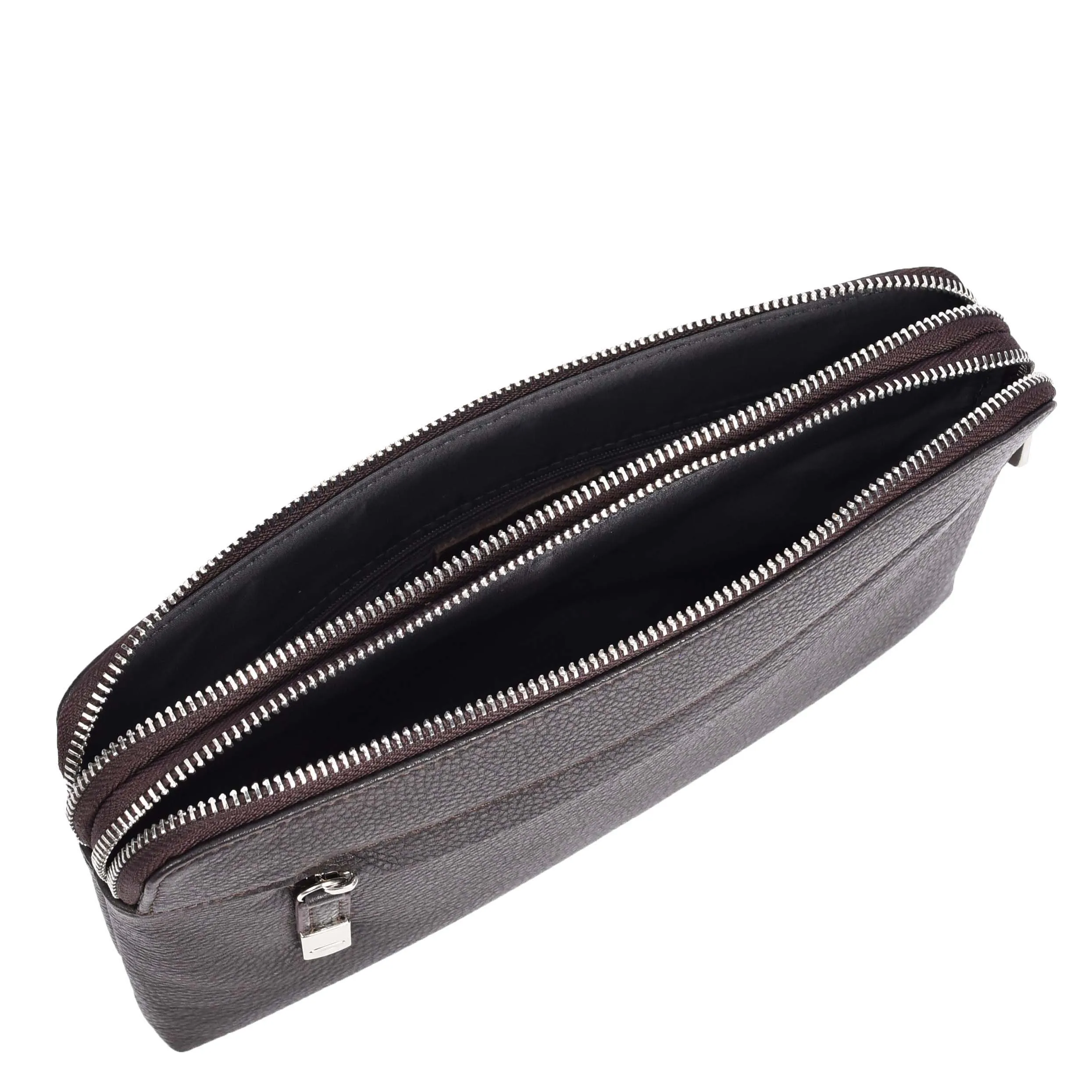 Real Leather Pouch Wrist Bag Stirling Brown