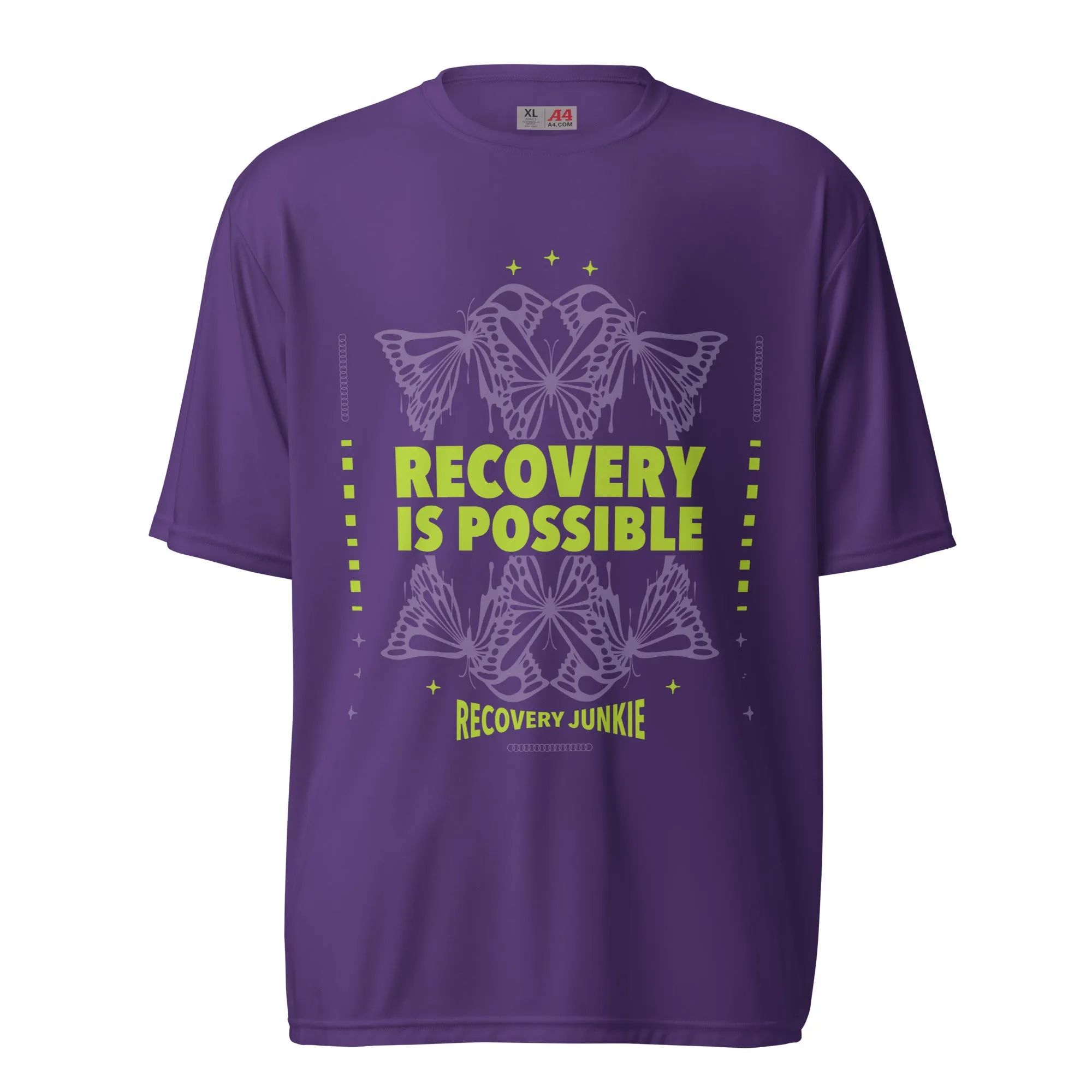 Recovery Is Possible Recovery Junkie Unisex performance crew neck t-shirt