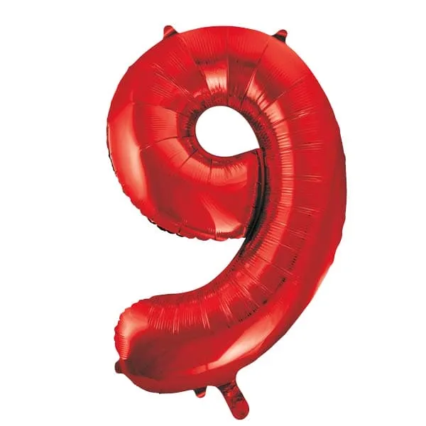 Red 9 Large Shape Number Balloon