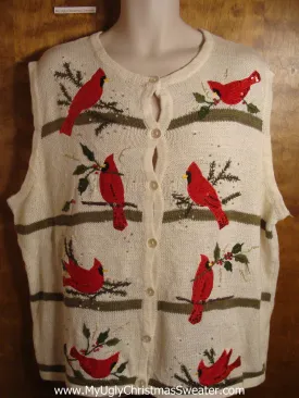 Red Christmas Robins Tacky Christmas Sweater Vest