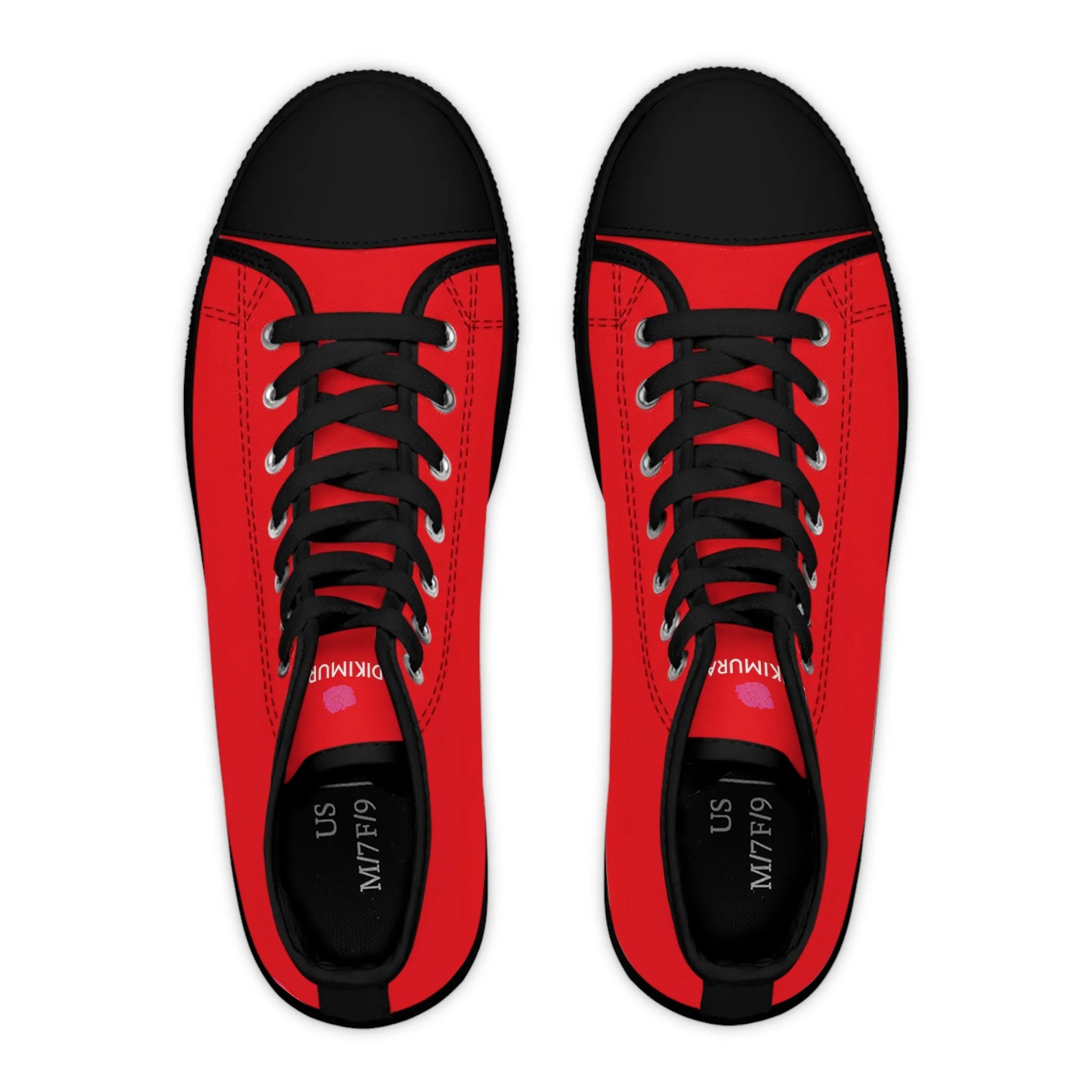 Red Color Ladies' High Tops, Solid Red Color Best Women's High Top Sneakers Canvas Tennis Shoes