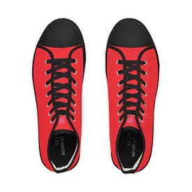 Red Color Men's High Tops, Modern Red Minimalist Best Men's High Top Sneakers (US Size: 5-14)