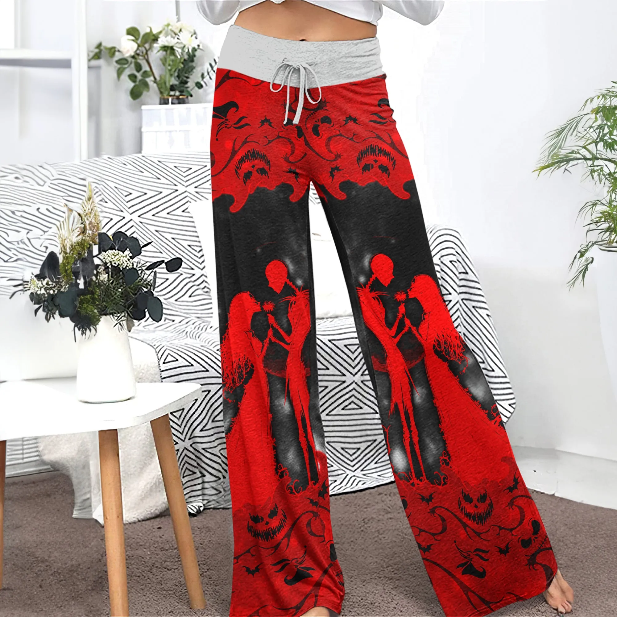 Red Couple Nightmare Women's High-waisted Wide Leg Pants