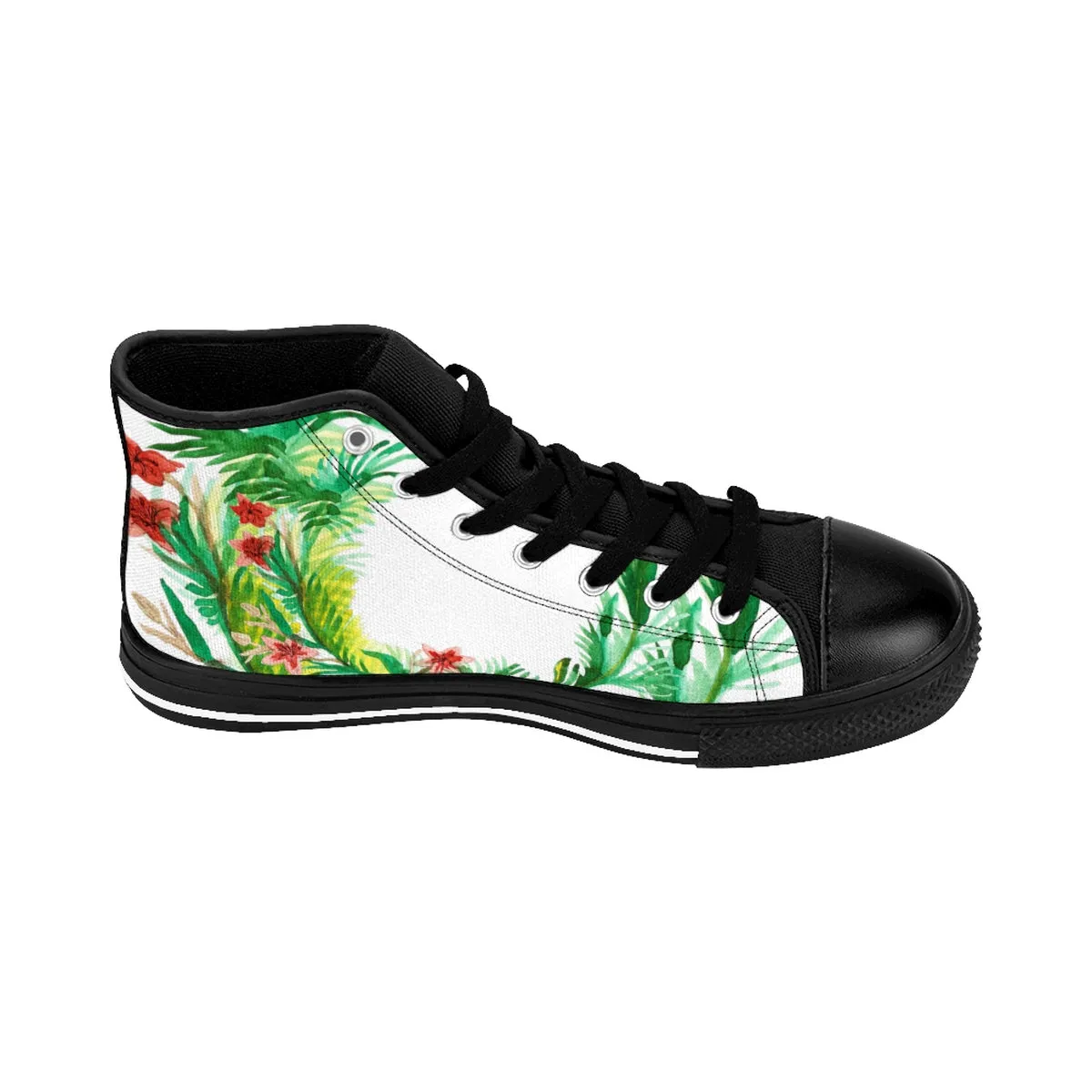 Red Floral Canvas Sneakers, Floral Print Designer Men's High-top Sneakers Running Tennis Fashion Running Shoes