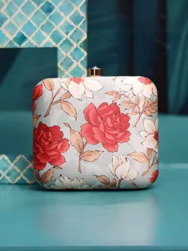 Red Floral Printed Clutch