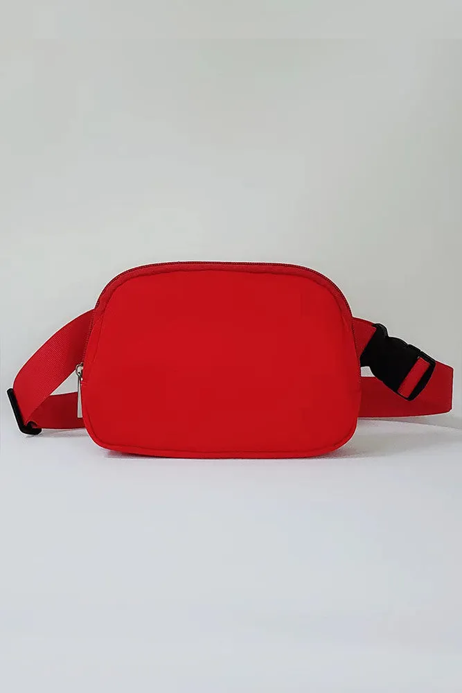 Red Nylon Adjustable Belt Bag