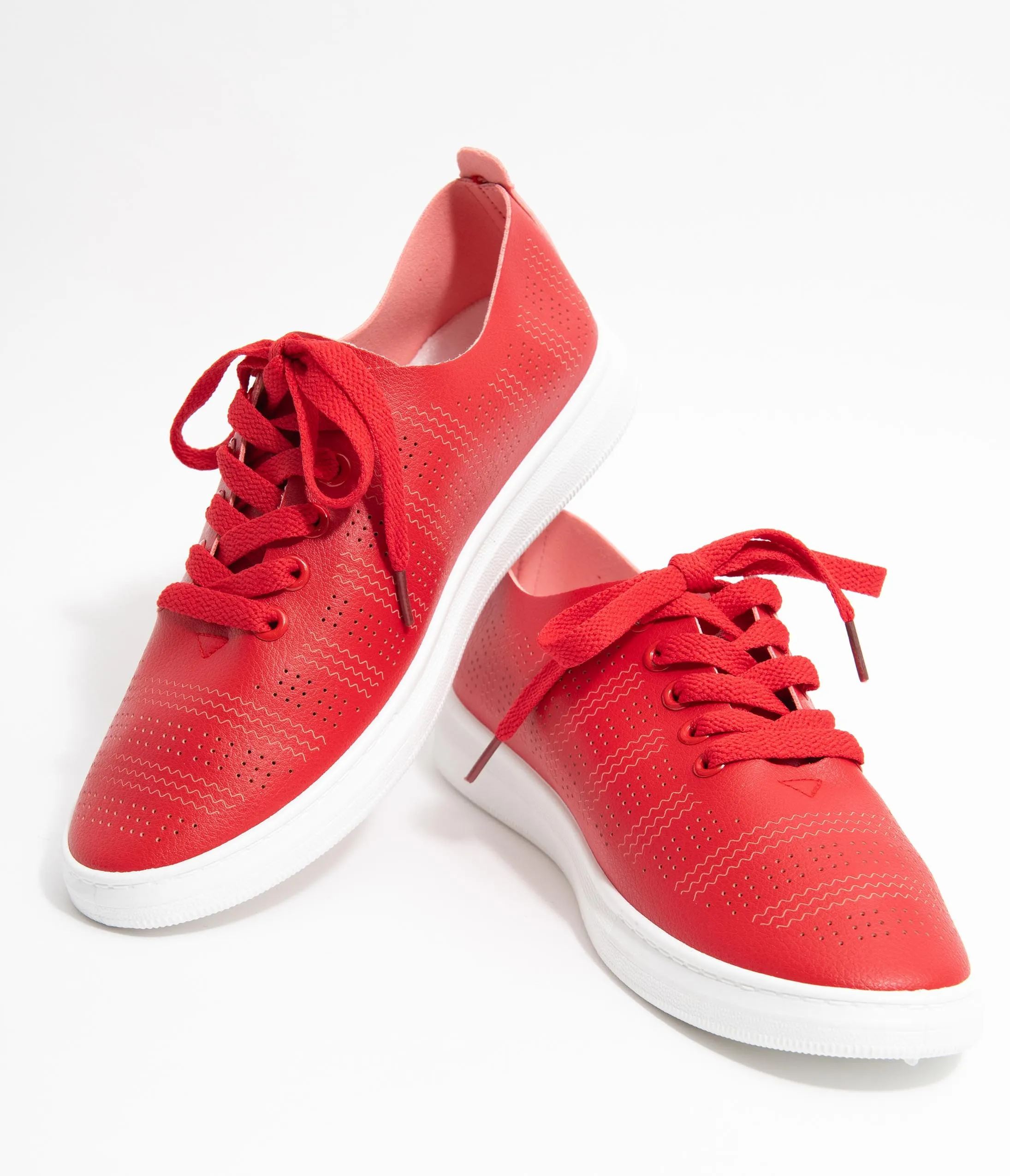 Red Perforated Sneakers