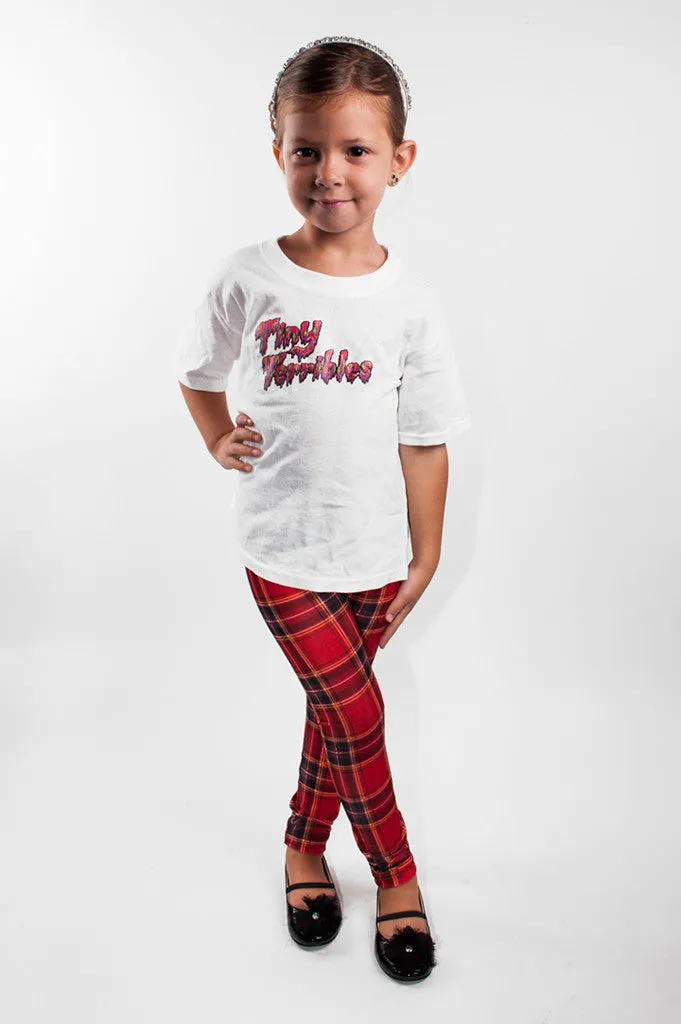 Red Plaid Kids Leggings