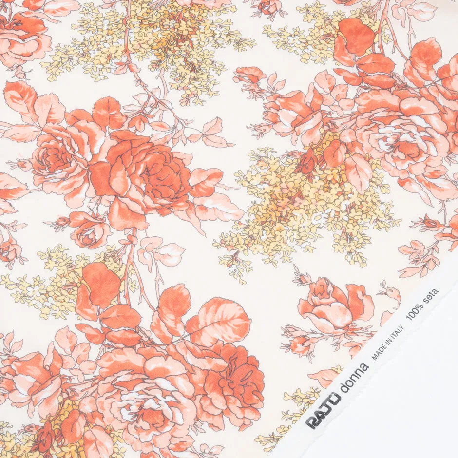 Red Rose Printed Pure Silk Chiffon