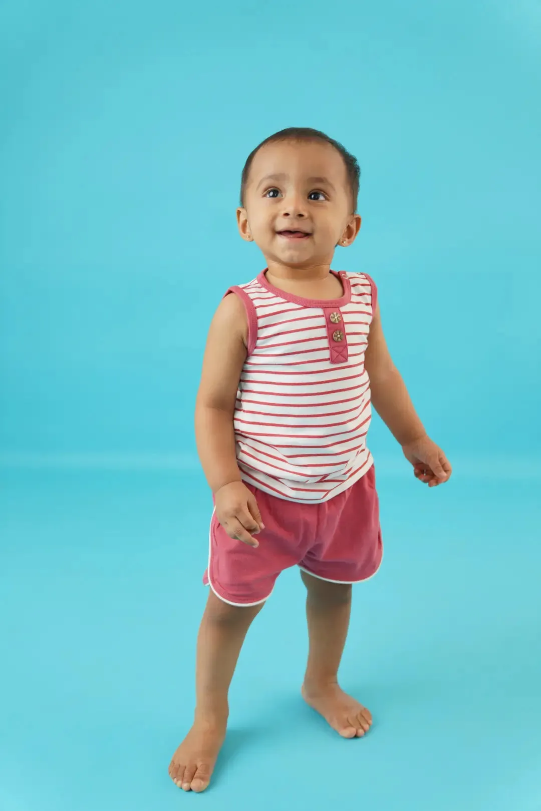 Red Stripes-Boys Vest and Shorts