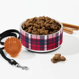 Red, White and Navy Blue Preppy Plaid Pet Bowl