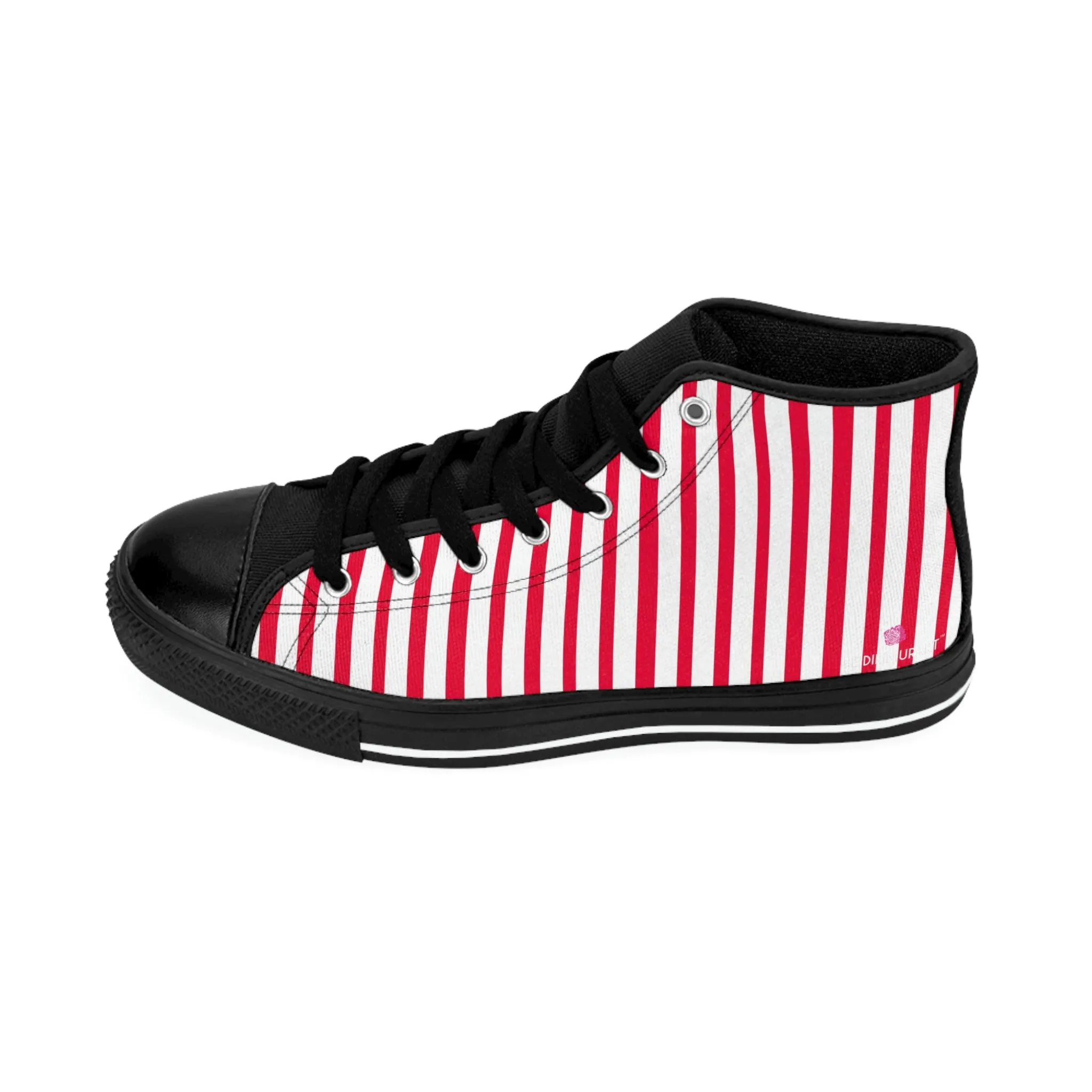 Red White Striped Men's Sneakers, Modern Stripes Men's Designer Tennis Running Shoes (US Size: 6-14)