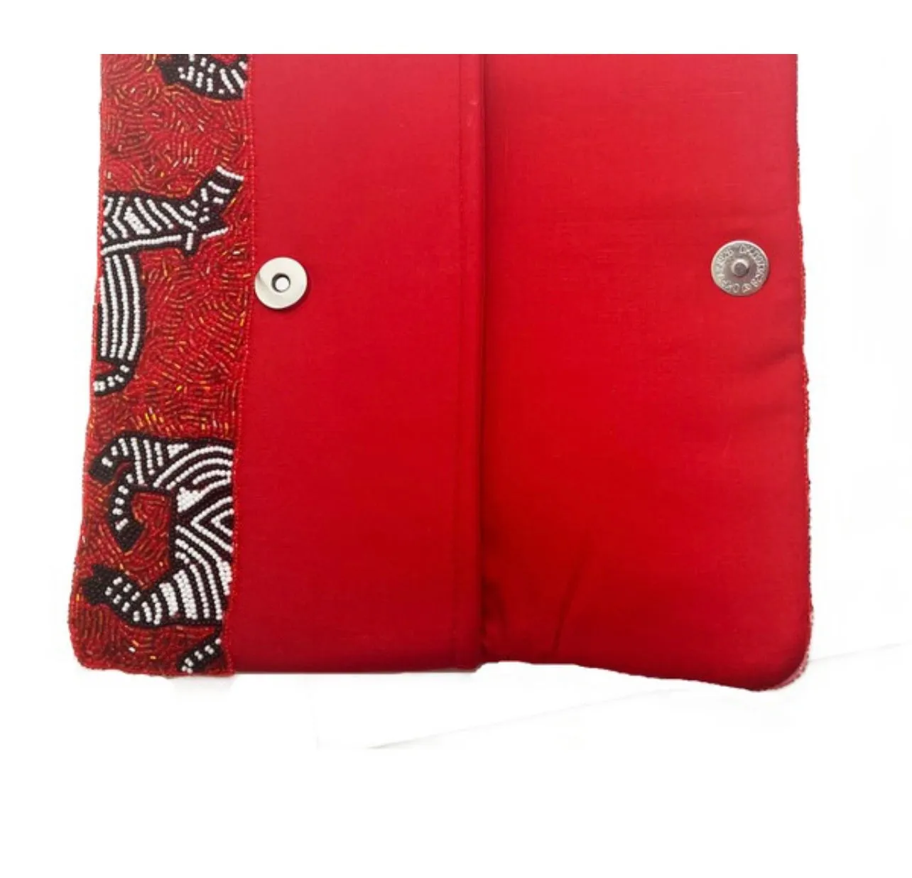 Red Zebra Beaded Clutch