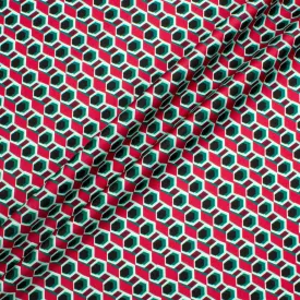 Red/Green/Black Geo Printed Silk Twill (A 3.20m Piece)