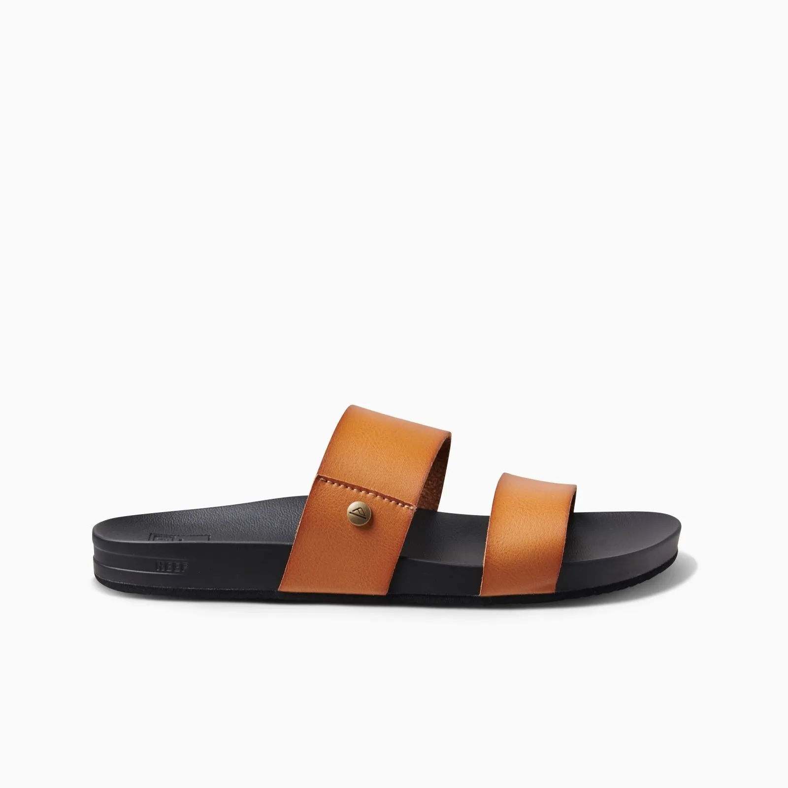 Reef Womens Cushion Vista Vegan Leather Sandals - Cognac Black