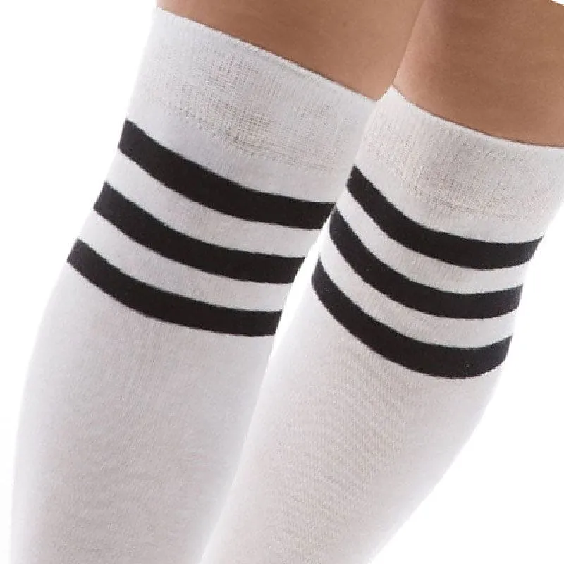 Referee Over The Knee Socks White/Black