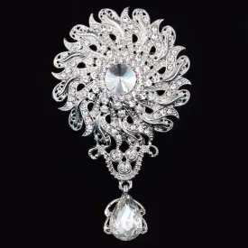 Regalia Rhinestone Silver-Gold Crystal Water Drop Bridal Brooches