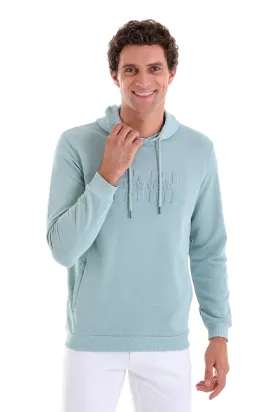 Regular Fit Cotton Blend Mint Hooded Sweatshirt