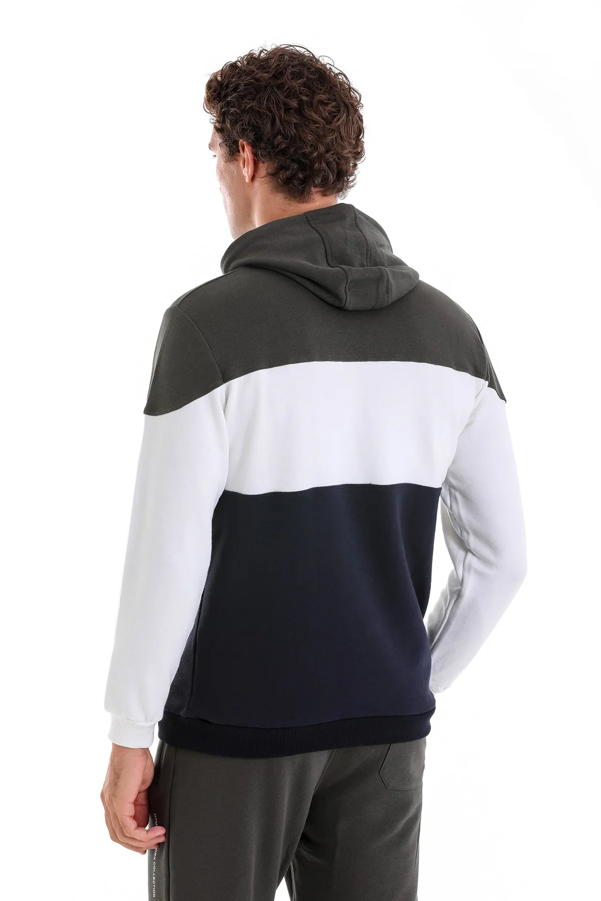 Regular Fit Navy Cotton Blend Hooded Sweatshirt