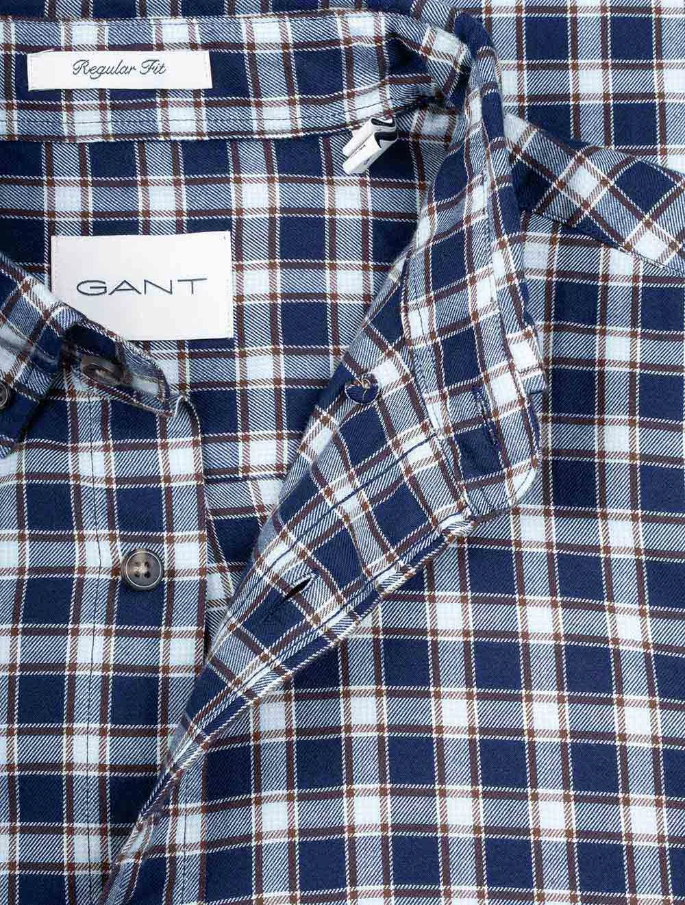 Regular Micro Tartan Flannel Shirt Classic Blue