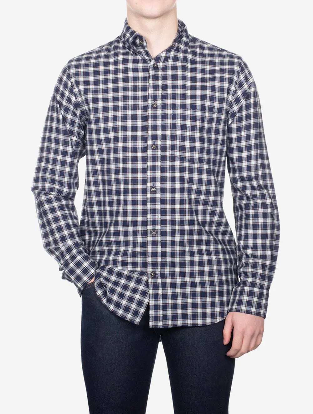 Regular Micro Tartan Flannel Shirt Classic Blue