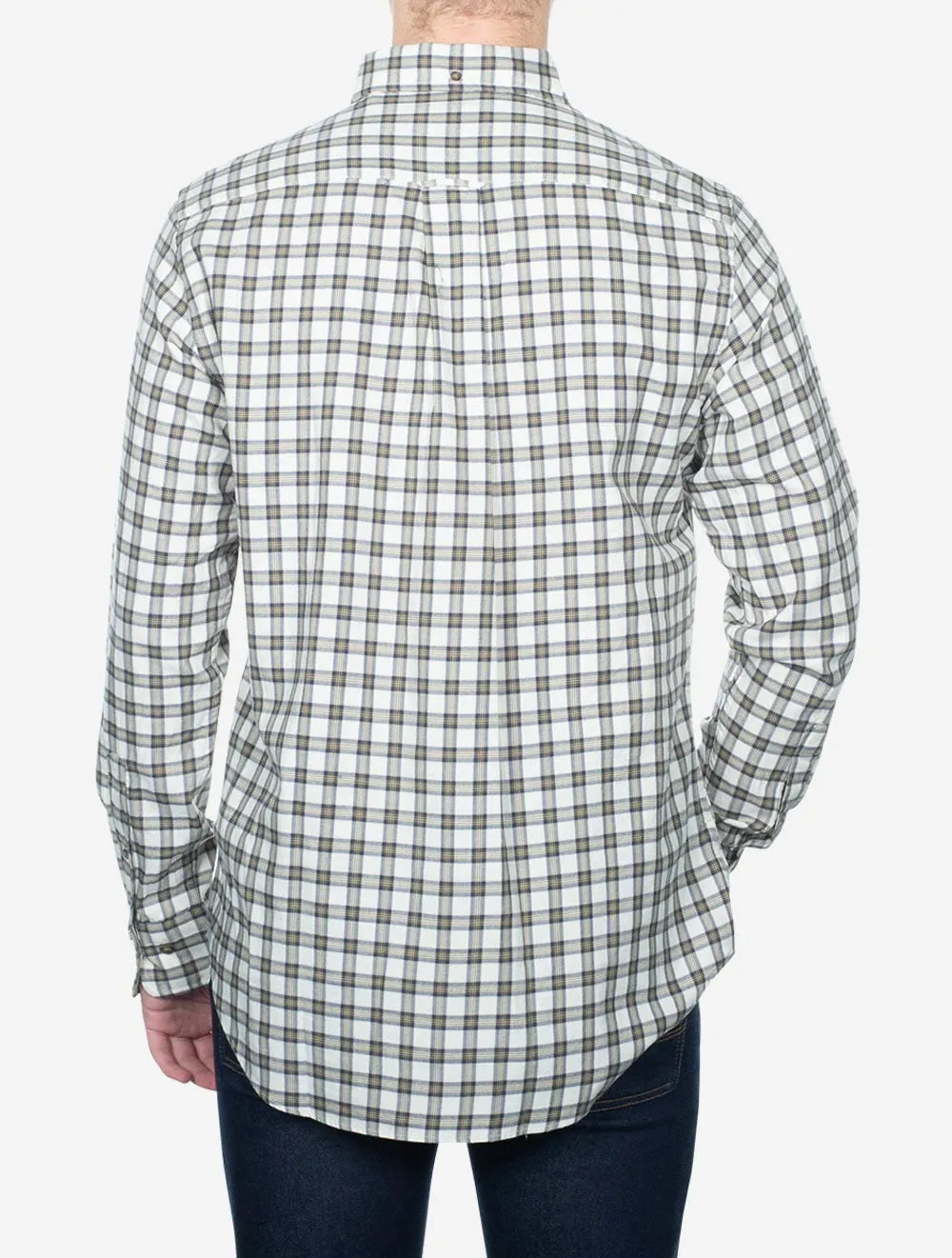 Regular Micro Tartan Flannel Shirt Cream