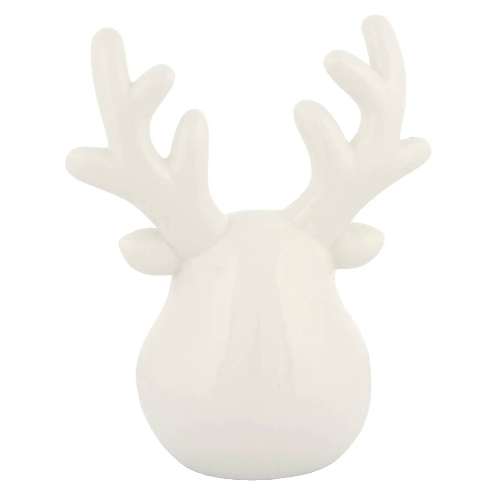 Reindeer Head Christmas Ornament White Ceramic Silver 20cm