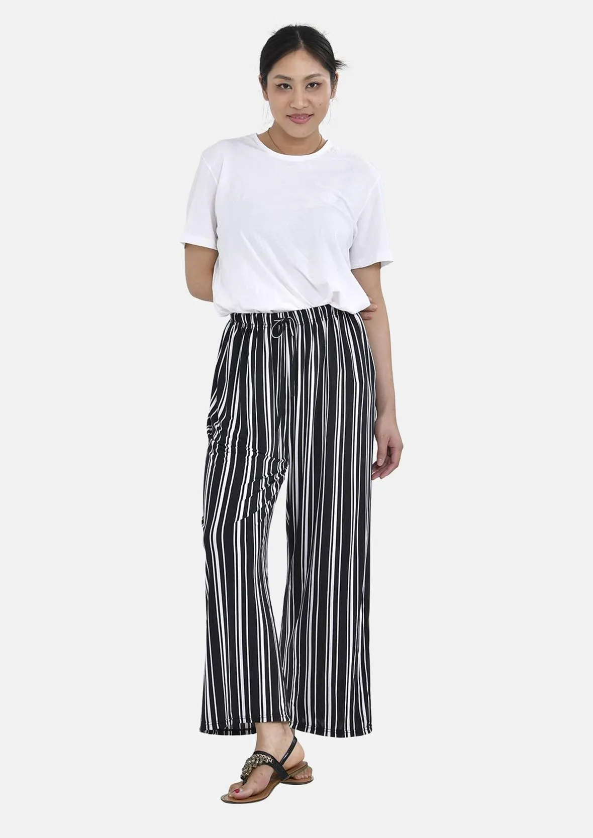 Relaxed Fit Printed Wide Leg Trousers