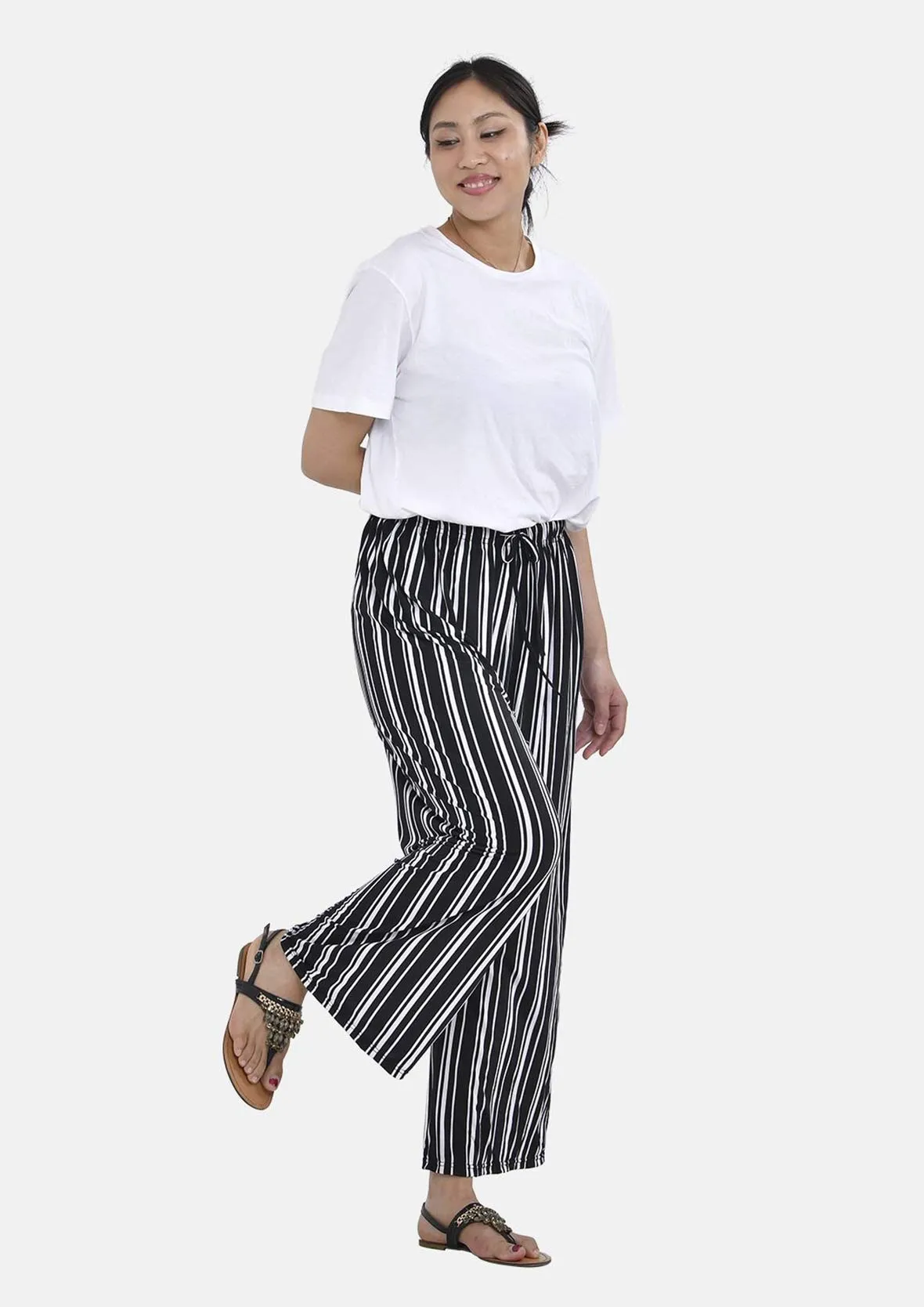 Relaxed Fit Printed Wide Leg Trousers