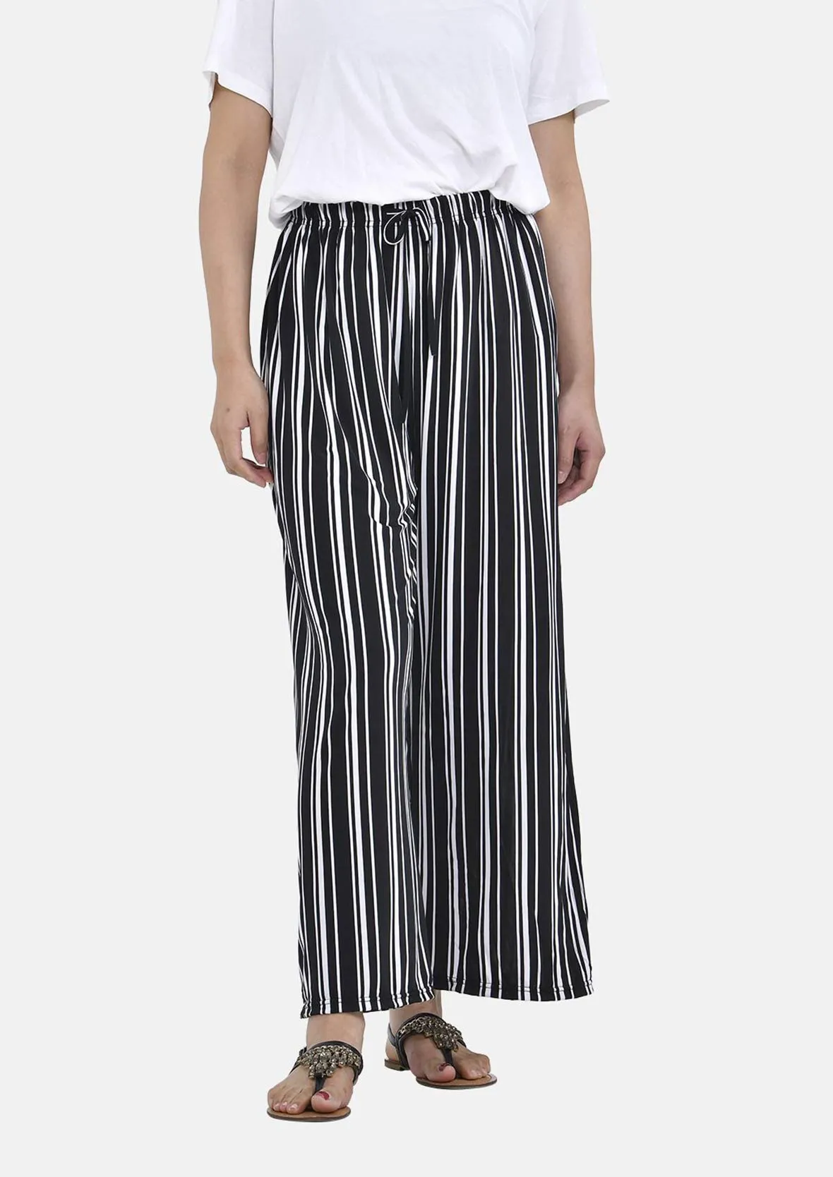 Relaxed Fit Printed Wide Leg Trousers