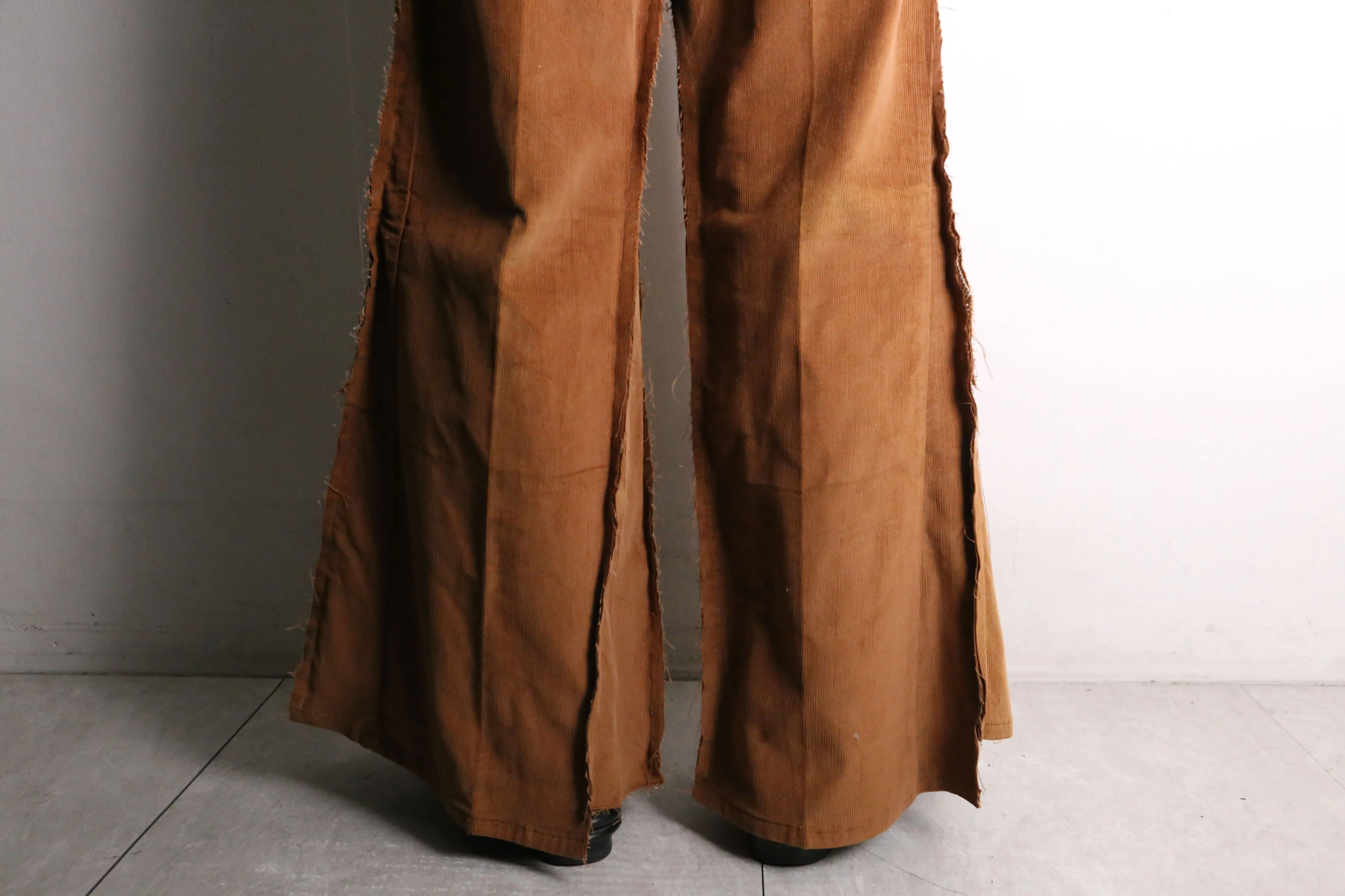 remake "再構築" camel brown corduroy buggy flare pants