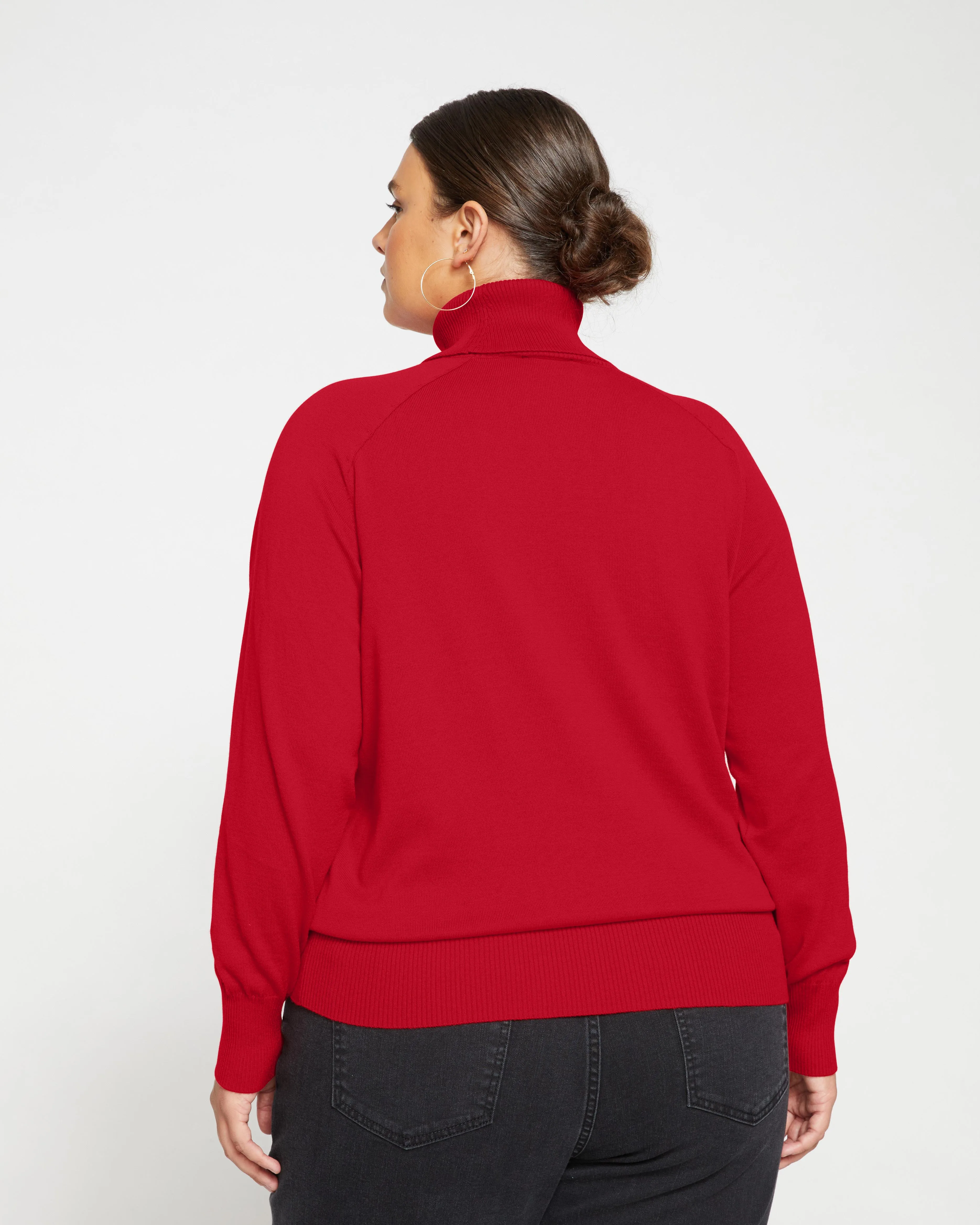 Renee Eco Raglan Turtleneck - Vermilion Red