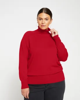 Renee Eco Raglan Turtleneck - Vermilion Red